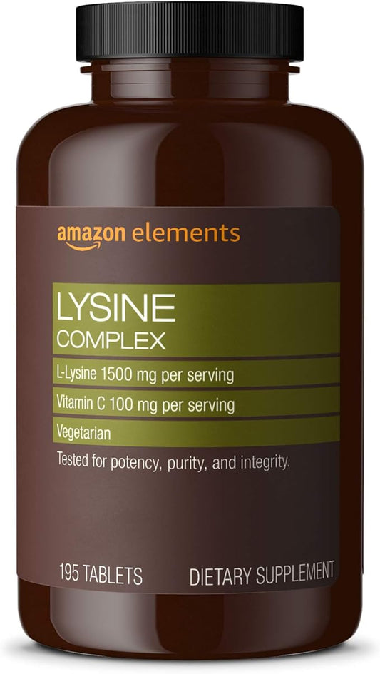 Amazon Elements Lysine Complex with Vitamin 65 Servings, 195 Count