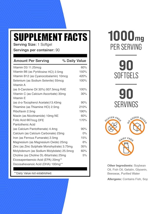 BulkSupplements.com Multivitamin for Women Softgels 1 Softgel 90 Count 1)