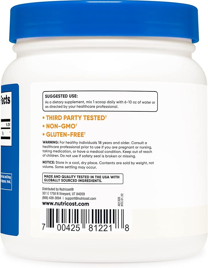 Nutricost L-Glutamine Powder (500 Grams) Unflavored 100 Servings