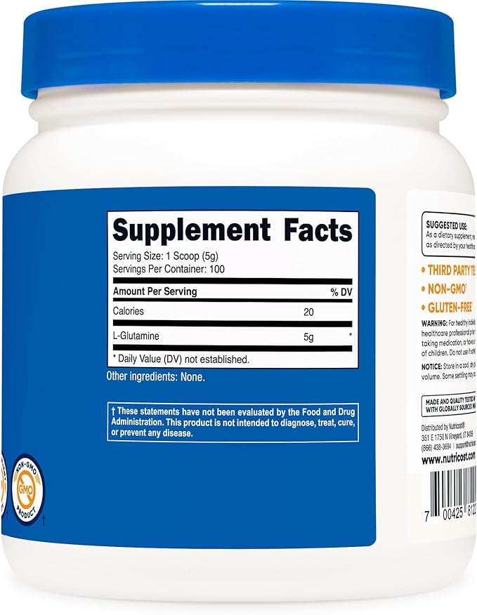 Nutricost L-Glutamine Powder (500 Grams) Unflavored 100 Servings