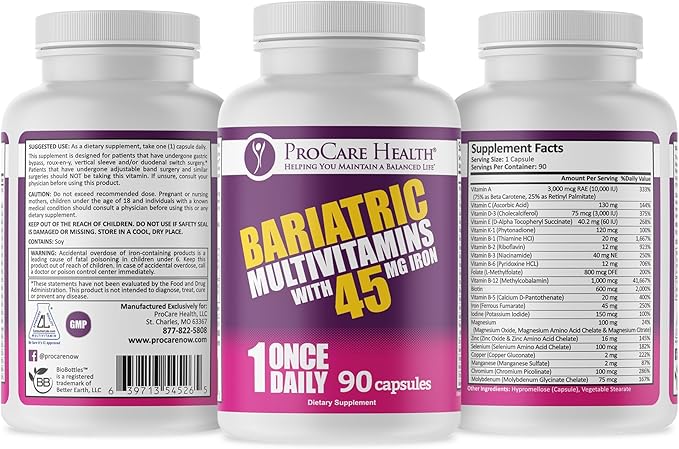 ProCare Health | Once Daily Bariatric 45mg Iron 90 Count