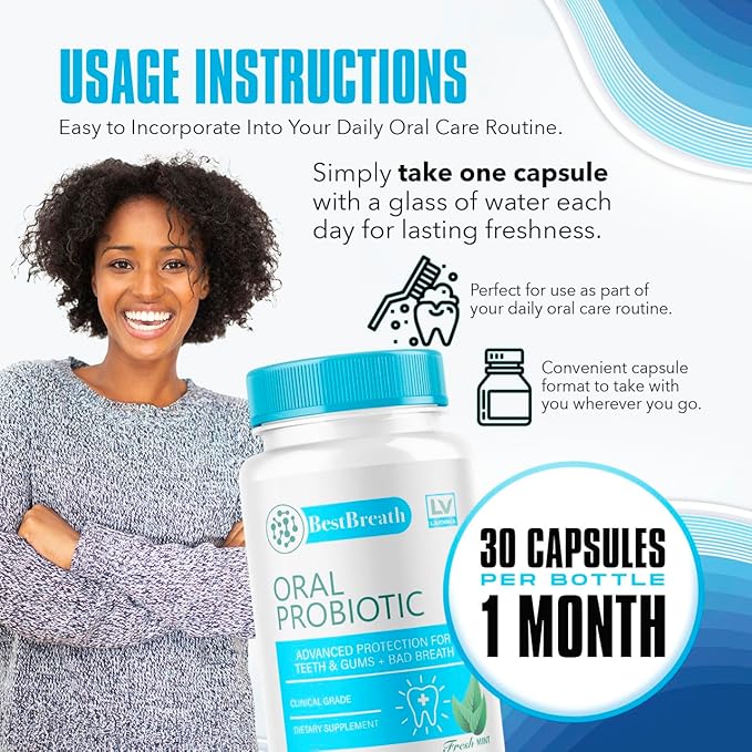 2 Pack - Best Breath - Best Breath Oral Probiotic, Best Breath Probiotic, Best Breath Pills, BestBreath, Best Breathe 60 Capsules For 2 Months, Best Breath Oral Probiotics For Mounth Bad Breath.