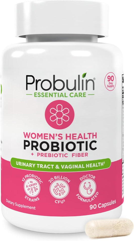 Probulin Women’s Probiotics, Daily Vaginal, Gut and Immune Health Supplement Capsules, 20 Billion CFU, 12 Probiotic Strains, Vegan, 90 Count Bottle