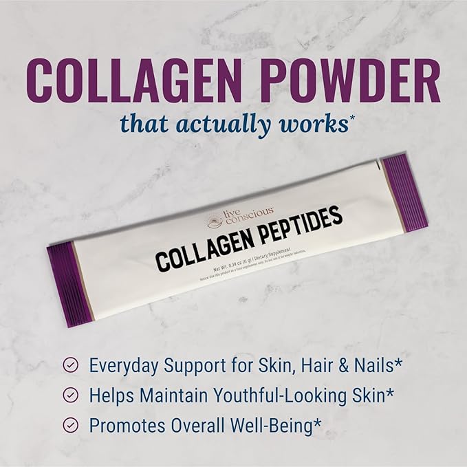 Live Conscious Collagen Peptides Powder Unflavored Packets 20