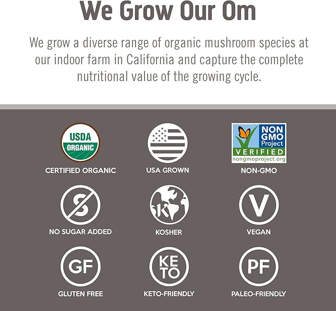 OM MUSHROOM SUPERFOOD Chaga Organic Mushroom Powder, 7.05 Ounce Pouch, 100 Servings, US Grown, Sacred Antioxidants & Immune Support, Superfood Mushroom Supplement