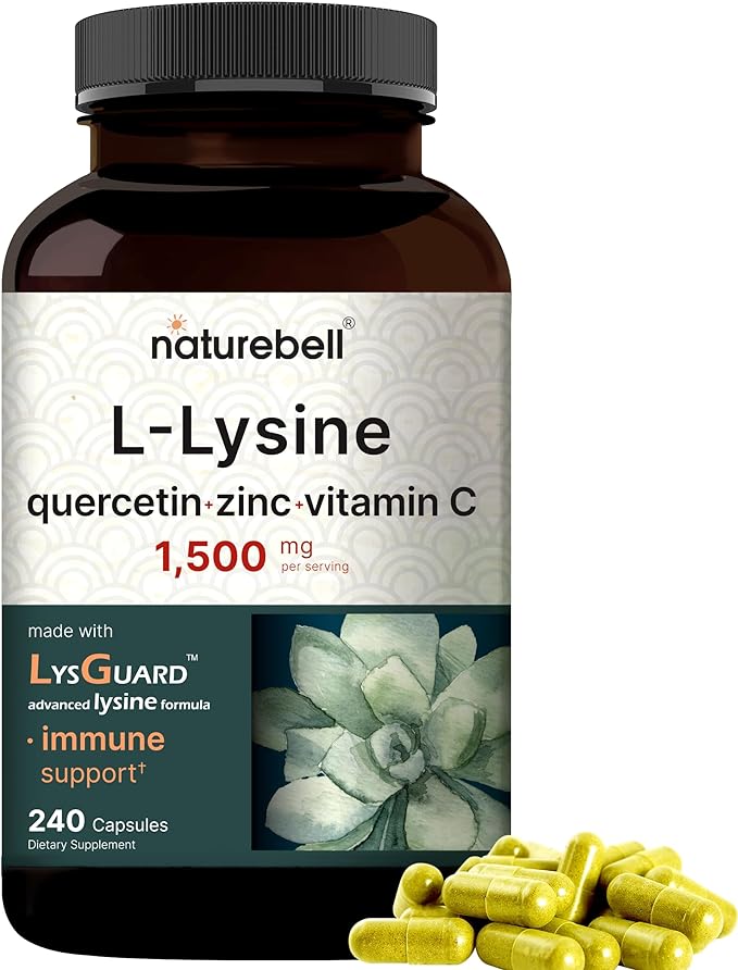NatureBell L-Lysine 1,000mg Capsules + Quercetin 250mg with 240 Count