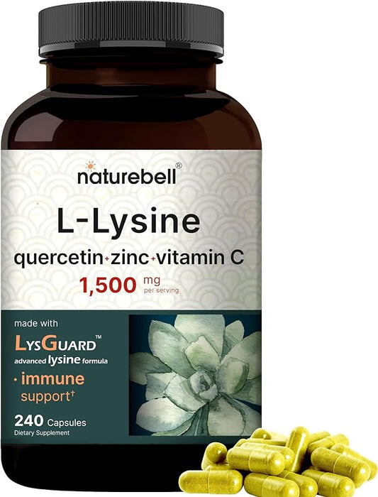 NatureBell L-Lysine 1,000mg Capsules + Quercetin 250mg with 240 Count