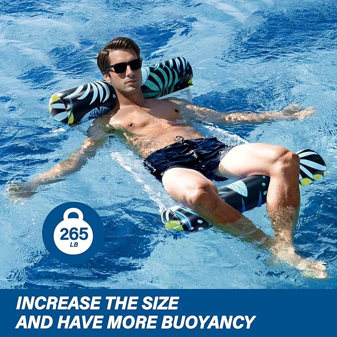 2 Pack Pool Floats Adult - 4-in-1 Pool Floats Hammock, Drifter, Lounge Chair, Saddle, Inflatable Non-Stick PVC Material Pool Float for Vacation