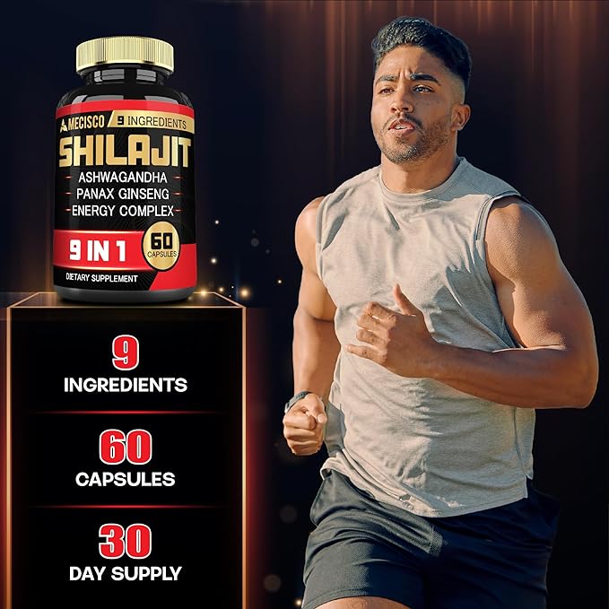 1000mg Shilajit Supplement with Ashwagandha Root, 60 Capsules