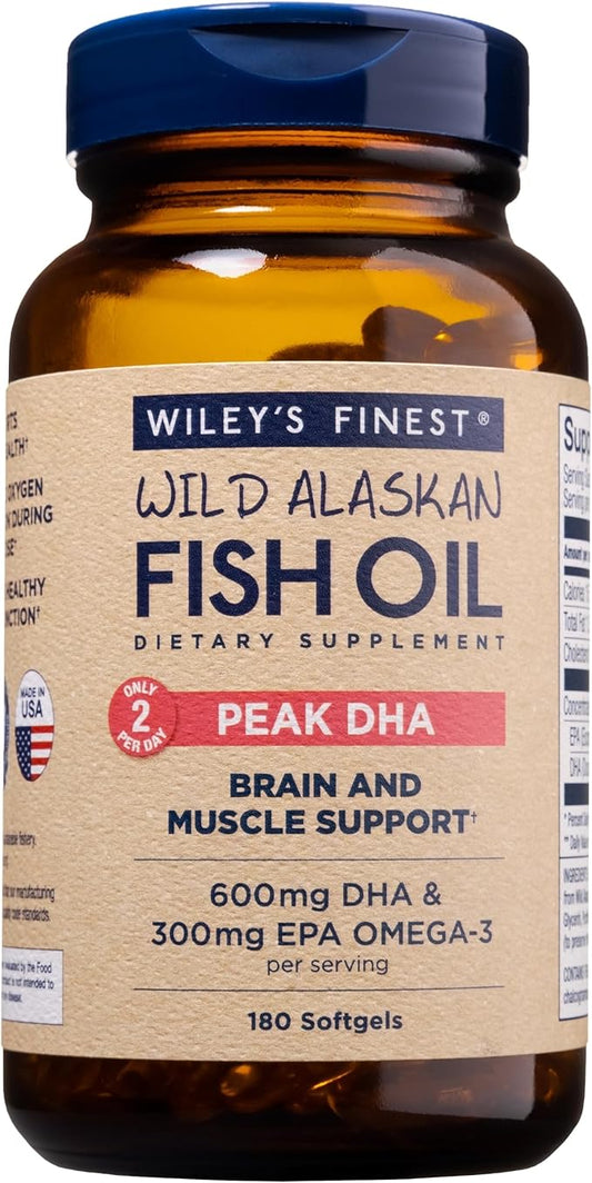 Wiley's Finest Wild Alaskan Fish Oil 900mg EPA Omega-3s - 180 Softgels (90 Servings)