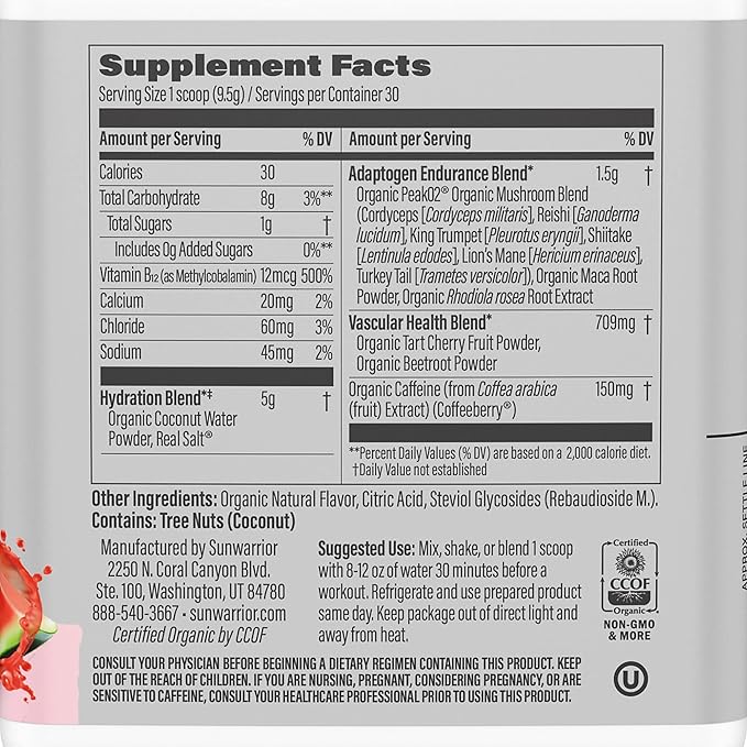Sunwarrior Plant-based Preworkout Powder Hydration Blend 30 Servings