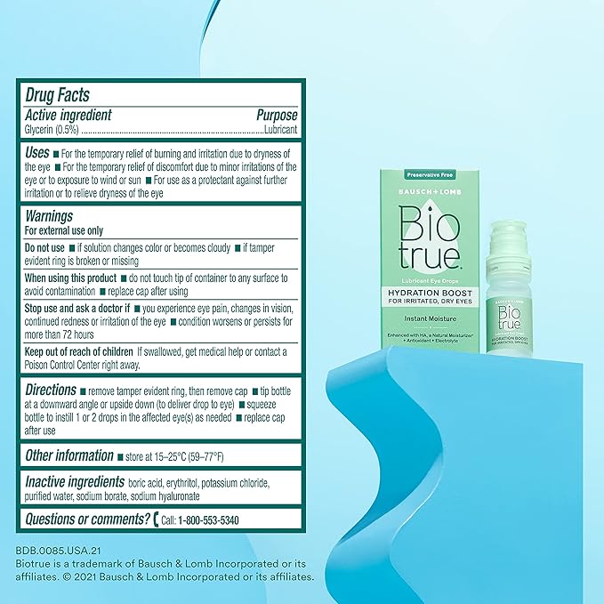 Biotrue Hydration Boost Eye Drops, Preservative 0.33 FL (10 mL)