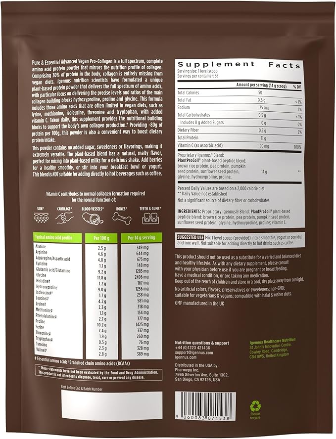 Pure & Essential Vegan Collagen Peptide 4 x 35 Servings