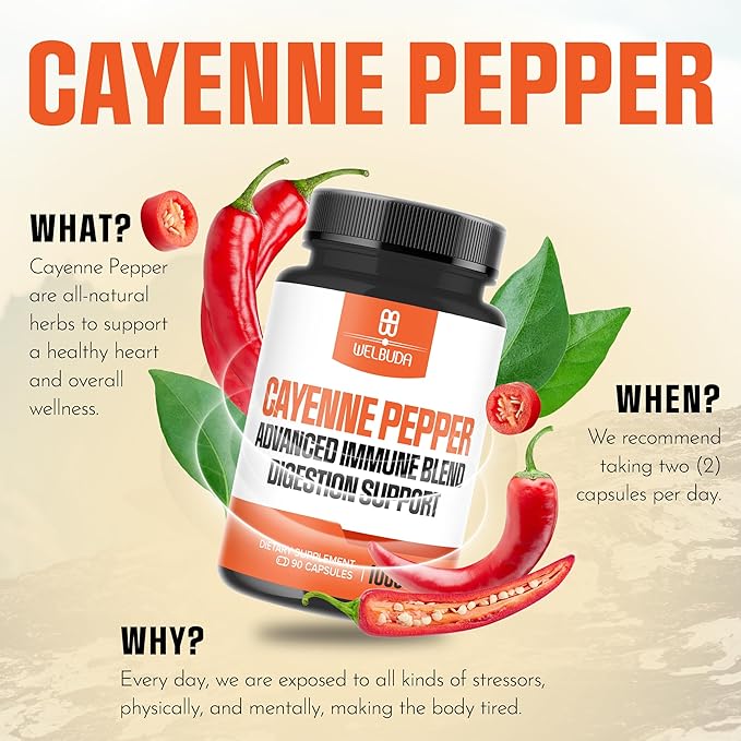 1000mg Cayenne Pepper Capsules with Elderberry, 90 Veggie