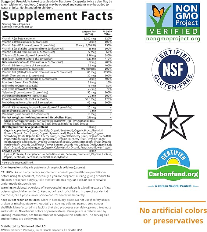 Garden of Life Multivitamin Code Perfect 240 Count