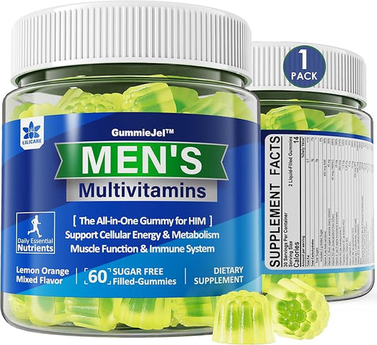 Mens Multivitamins Gummies, Multiminerals, Vegan Omega 3, CoQ10, CoQ10, Probiotics, D3 E B6 B12, B12, Methylated 60 Cts
