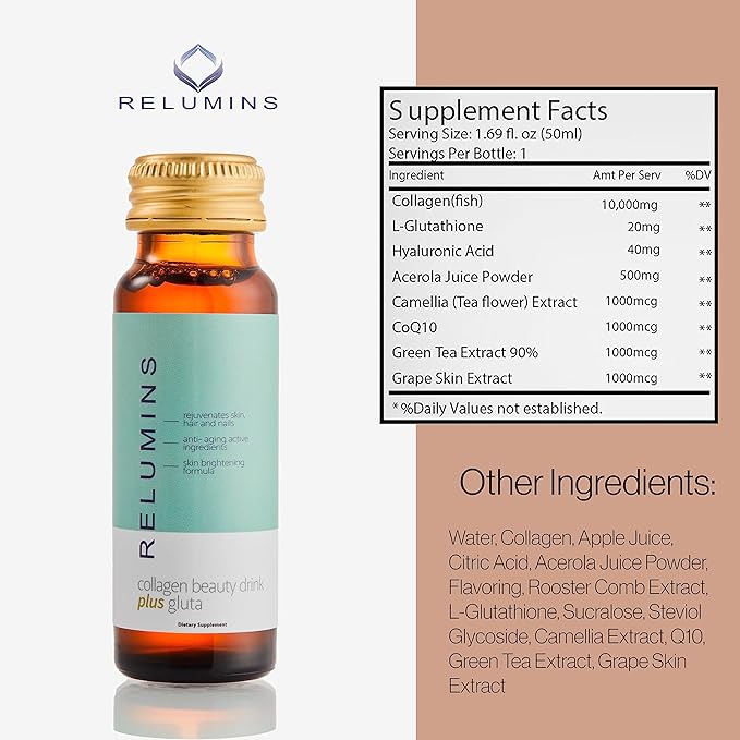 Relumins Advance Rejuvenating Collagen Beauty Drink CoQ10, EGCG, 50mL Drinks 3 Packs