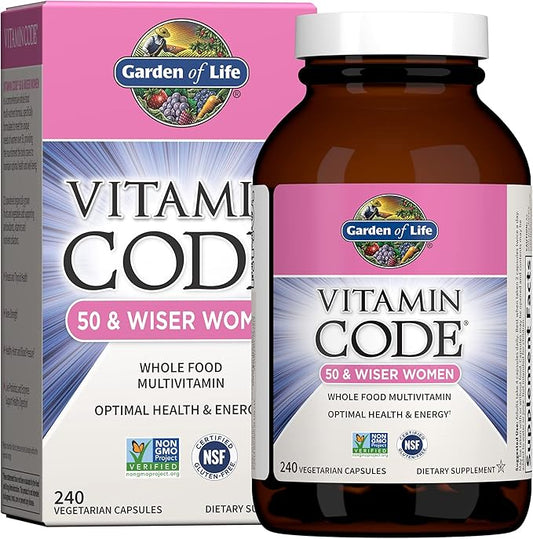 Garden of Life Multivitamin for Women 50 & 50 & 240 Capsules D3, E CoQ10, Probiotics