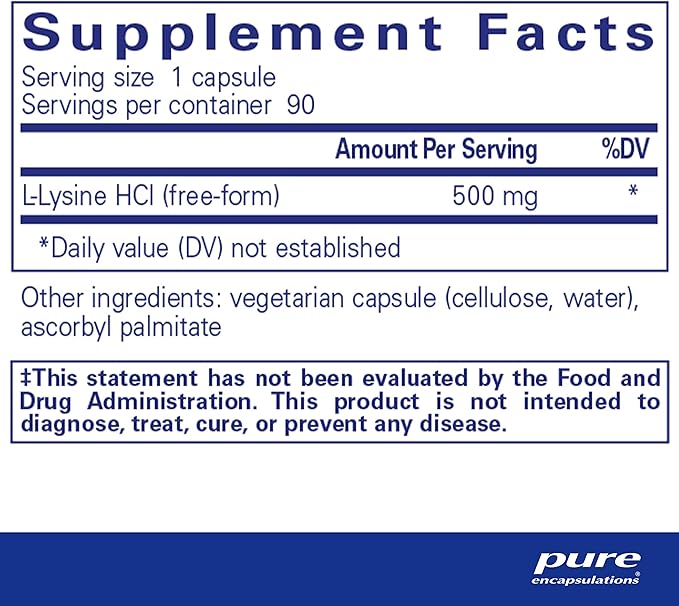 Pure Encapsulations L-Lysine 90 Capsules