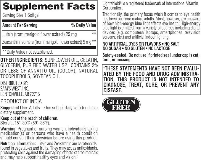 Members Mark Lutein 25mg Zeaxanthin 5mg (150 Count)