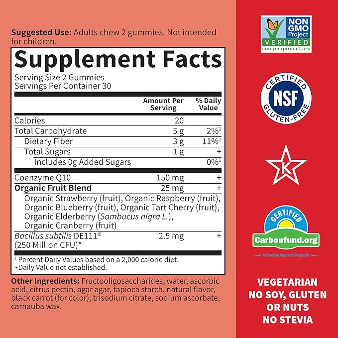 CoQ10 Gummies 150 mg, Coenzyme Q10 60 Strawberry 30 Day