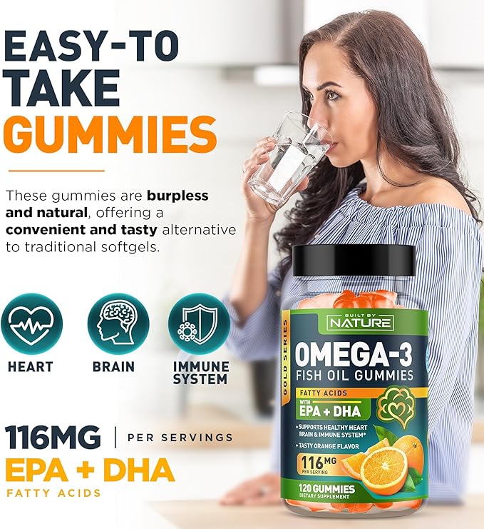 Omega 3 Fish Oil Gummies 3 Fish 120 Gummies, 60 Day