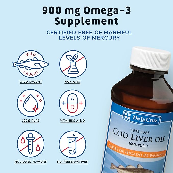 De La Cruz Cod Liver Oil Liquid 4 FL (118 mL)
