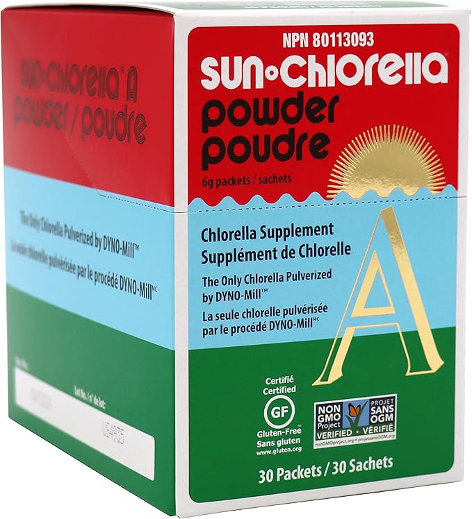 Sun Chlorella Powder Green Algae Superfood Supplement Supports Whole Body Wellness Immune Defense, Gut Health & Natural Energy Boost - Chlorophyll, B12, Protein, Non-GMO - 30 Packets