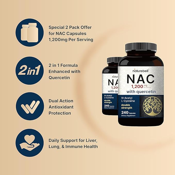 2 Pack NAC Supplement (N-Acetyl Cysteine) 1,200mg Per 480 Capsules