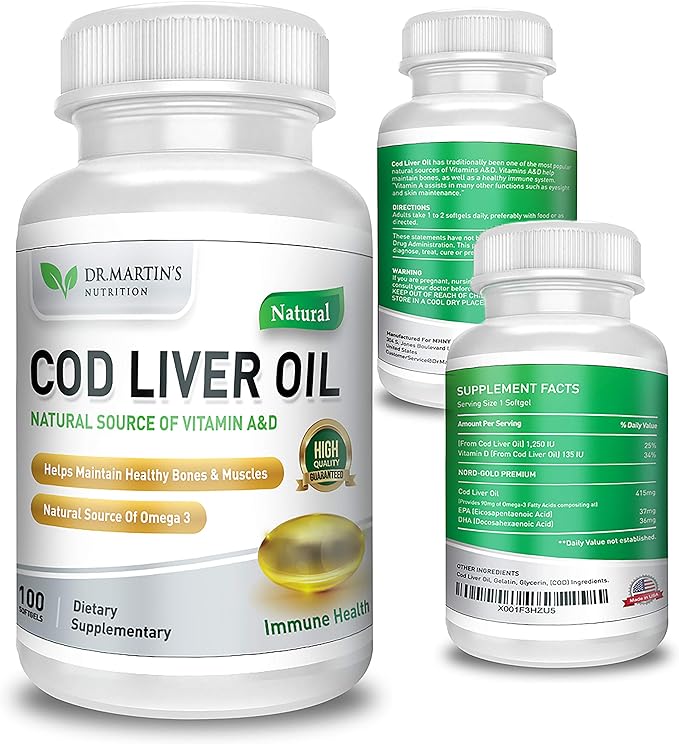 Burpless COD Liver Oil 100 Softgels 3 Fatty
