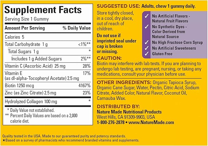 Nature Made Collagen Gummies with Vitamin 60 Gummies, 60 Day