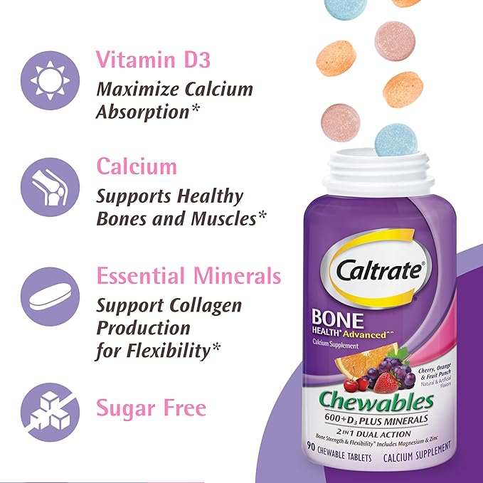 Caltrate Chewables 600 Plus D3 Plus 90 Count