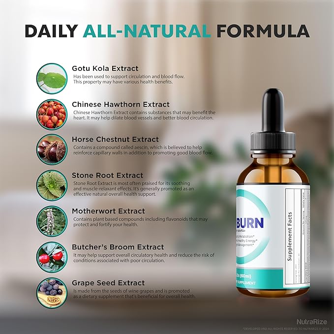 (3 Pack) 24 Burn Drops, All-Natural 24Burn Liquid (90 Servings)