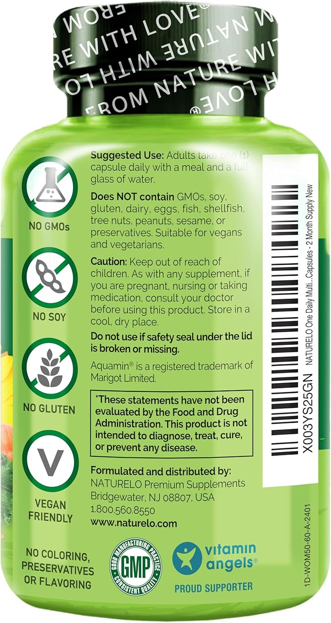 NATURELO One Daily Multivitamin for Women 50+ (Iron 50 - 60 Capsules 2 Month