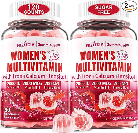 Sugar-Free Methylated Multivitamin for Women Gummies, B12, D3 D3 K2, K2, Iron, 120Cts