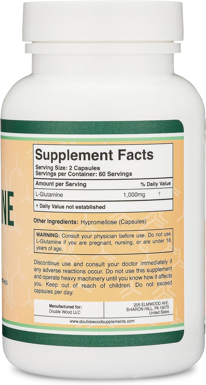 L Glutamine Capsules (1000mg Servings, 120 Capsules)