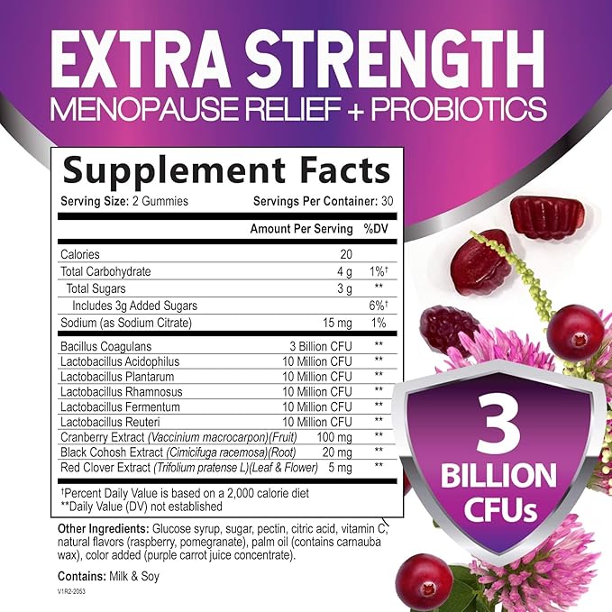 Menopause Probiotic for Women Gummy 3 Billion 60 Gummies