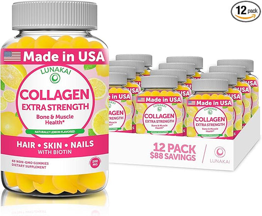 Collagen Gummies - Tastiest Proprietary Formula 200mg Hydrolyzed 12 Pack