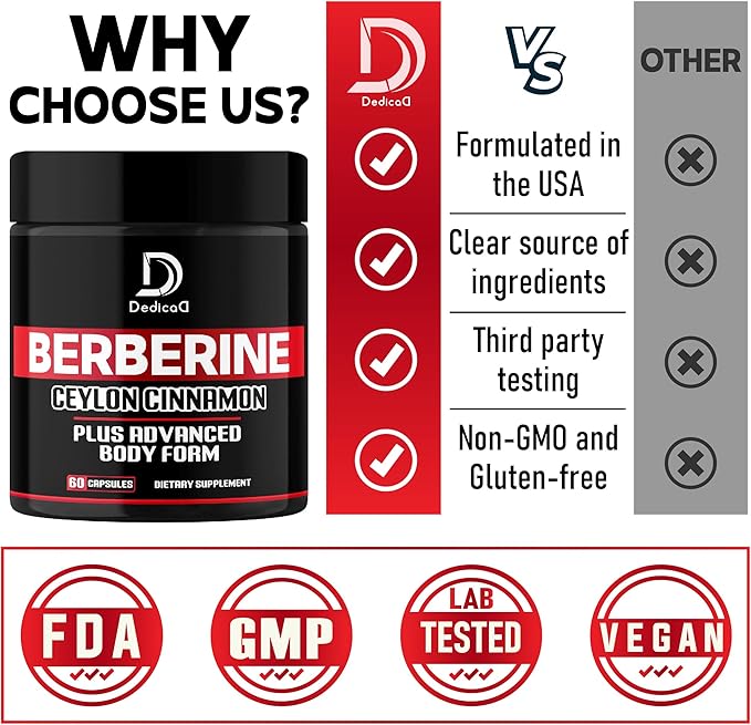 13in1 Berberine Supplement 4500mg for B12, Acetyl 60 Capsules 2 Months