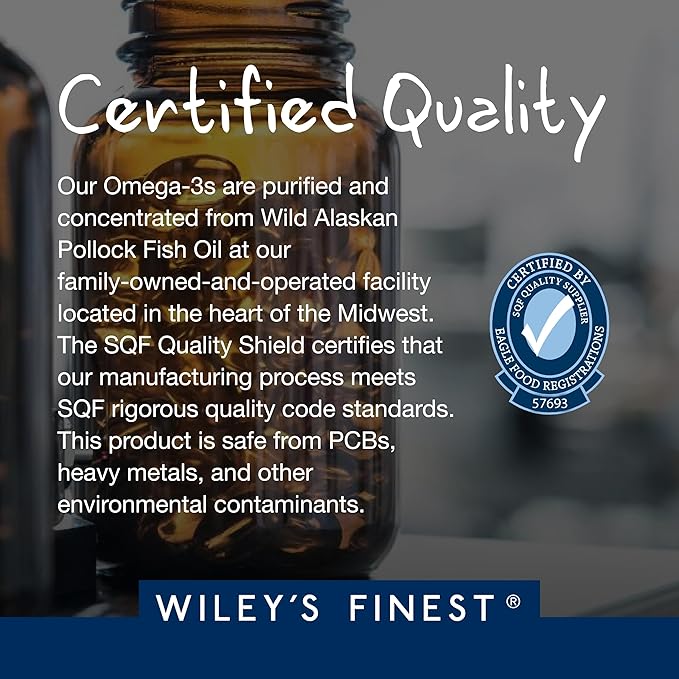 Wiley's Finest Wild Alaskan Fish Oil 900mg EPA Omega-3s - 180 Softgels (90 Servings)