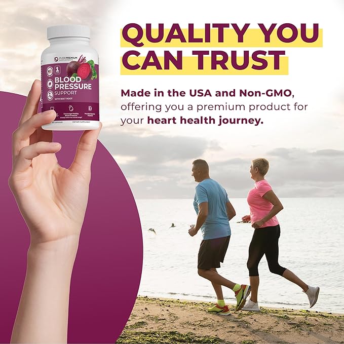 PurePremium Beet Root Capsules for Normal Blood Pressure Support - with Beetroot, Hawthorn, Hibiscus - Beets Supplements for Normal Nitric Oxide - 90 Capsules