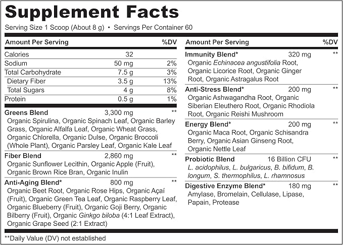 NATURELO Raw Greens Superfood Powder 480 Grams