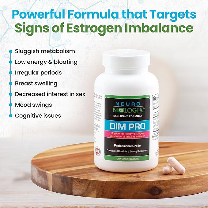 DIM Pro for Optimal Estrogen Metabolism Support – Promotes Balanced Estrogen Levels for Men & Women – Contains DIM, Calcium D-Glucarate, Bioperine for Hormone Balance & Nutrient Absorption Support
