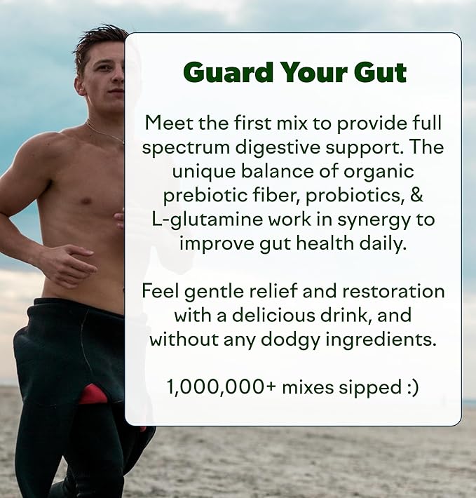 Feel Goods Gut Guardian, Prebiotic & Probiotic Powder, Organic Fiber, Sugar Free, Herbs for Bloat, Gut Health Support, Digestive Health for Men & Women, Non GMO, Vegan | Strawberry Kiwi, 8 Count