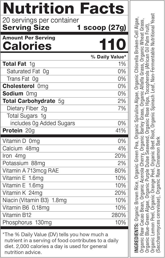 Dr. Schulze's | SuperProtein Plus | 100% Plant Protein Concentrate | Organic Powder Mix | Vitamin B-12 & Spirulina | Dietary Supplement | Build Strong Muscle | Enhance Workout Recovery | 19 Oz.