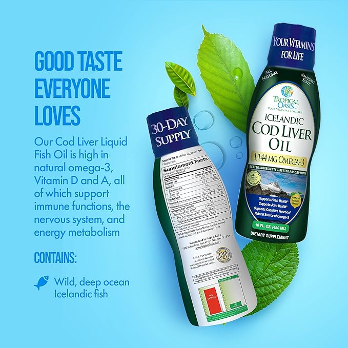 Tropical Oasis - Icelandic Cod Liver 1144mg of Omega-3 Fish 90 Servings)