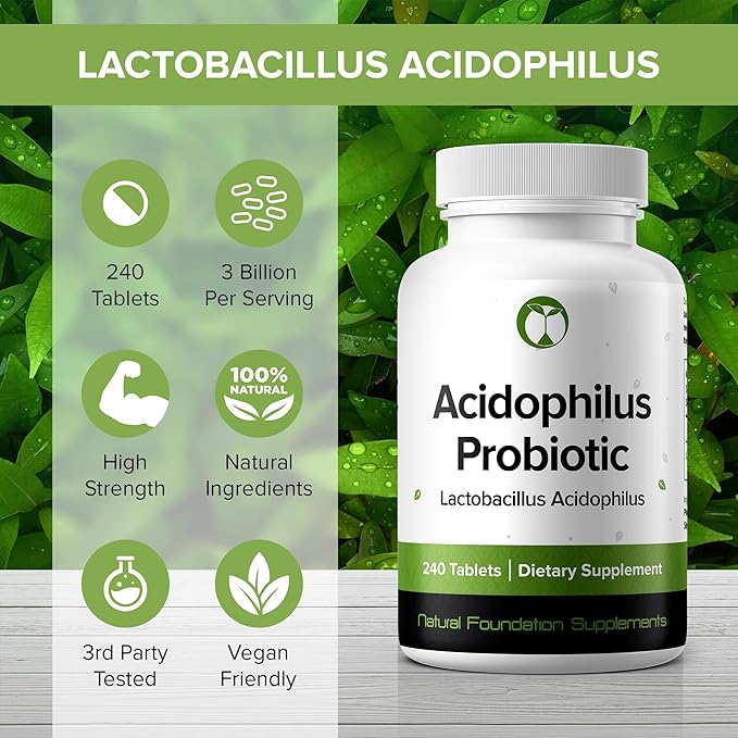 Lactobacillus Acidophilus Probiotic Supplement 240 Tablets 3 Billion (240, Lactobacillus