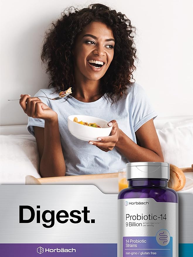 Horbäach Probiotics for Women & Men 9 Billion 90 Capsules 14 Strains