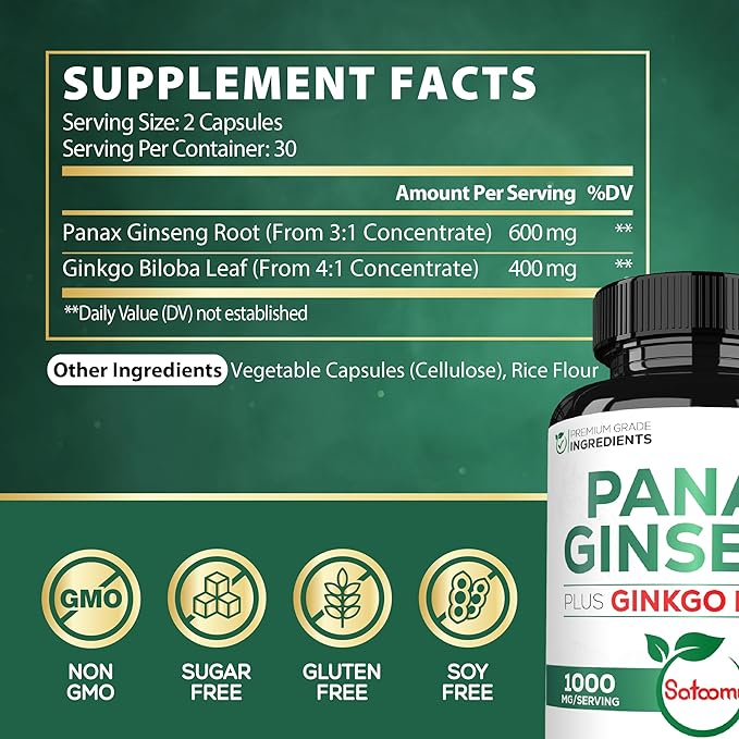 1000mg Korean Red Panax Ginseng and 60 Vegan
