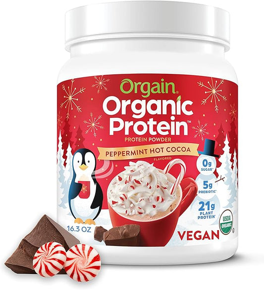 Orgain Organic Vegan Protein Powder, Peppermint 21g of 5g Prebiotic 1.02 lb